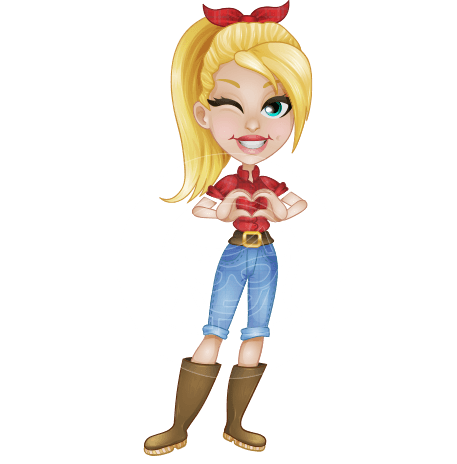 Pretty Farmer Girl Cartoon Vector Character AKA Alexandra the Farm Diva